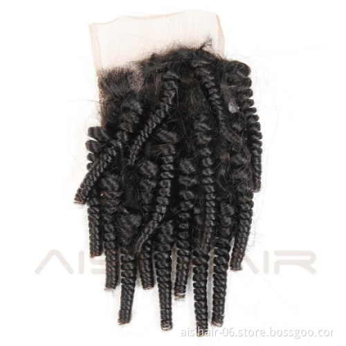 Aisi Hair Brazilian Natural Color Human Hair 4*4 Lace Closure  Funmi Hair Extensions